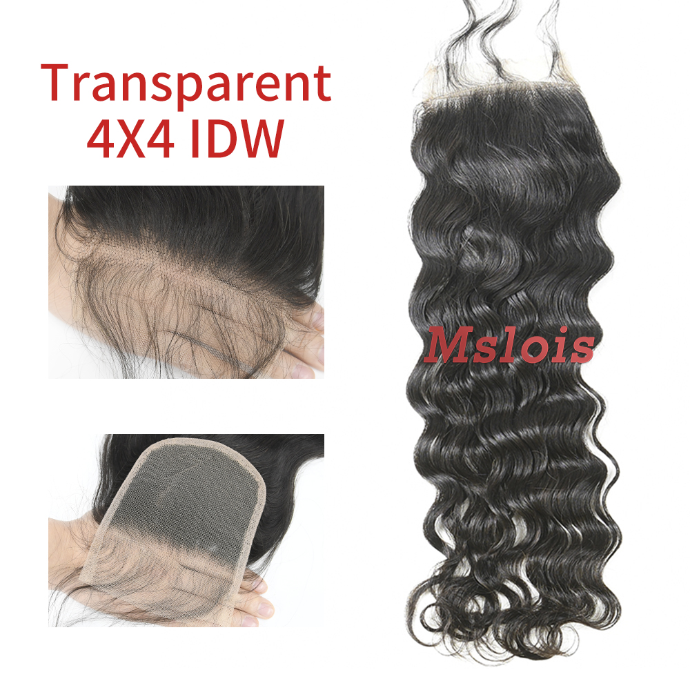 #1b Brazilian Virgin Human Hair 4x4 Lace Closure Indian Wave