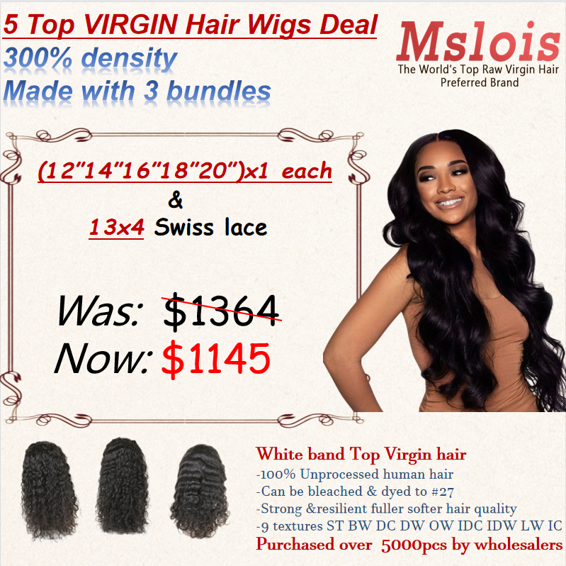 5 Top Virgin(12"-20") 300% 13x4 HD Lace Wigs Deal