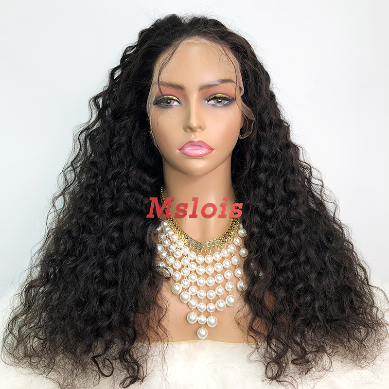 #1b Brazilian Raw Human Hair 4x4 closure wig indian curly