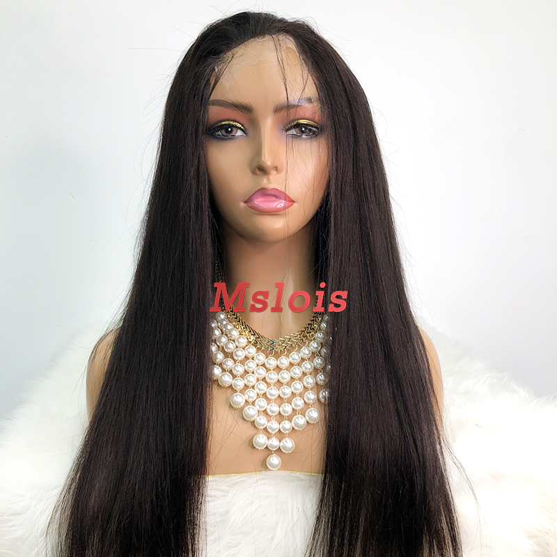 #1b Brazilian Raw Human Hair 4x4 closure wig straight