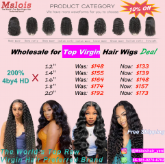 200%(12''-20'')4x4 HD Lace Top Virgin Single Wig Deal or Group Orders