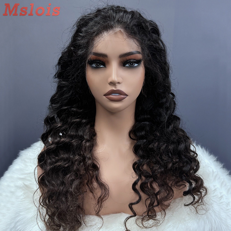 Natural #1b Brazilian Virgin Human Hair 13x4 frontal wig deep wave