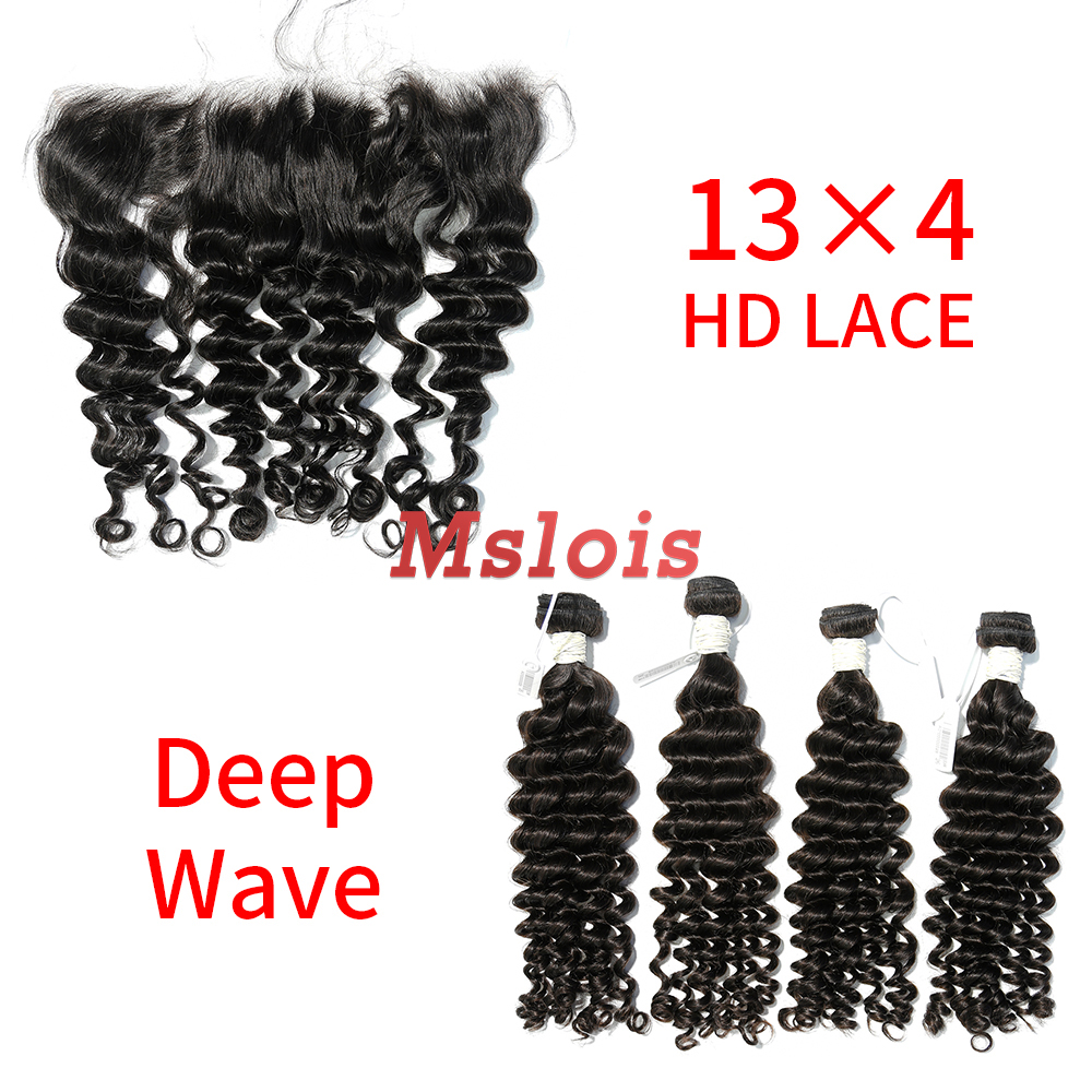 HD Lace Virgin Human Hair Bundle with 13×4 Frontal Deep Wave