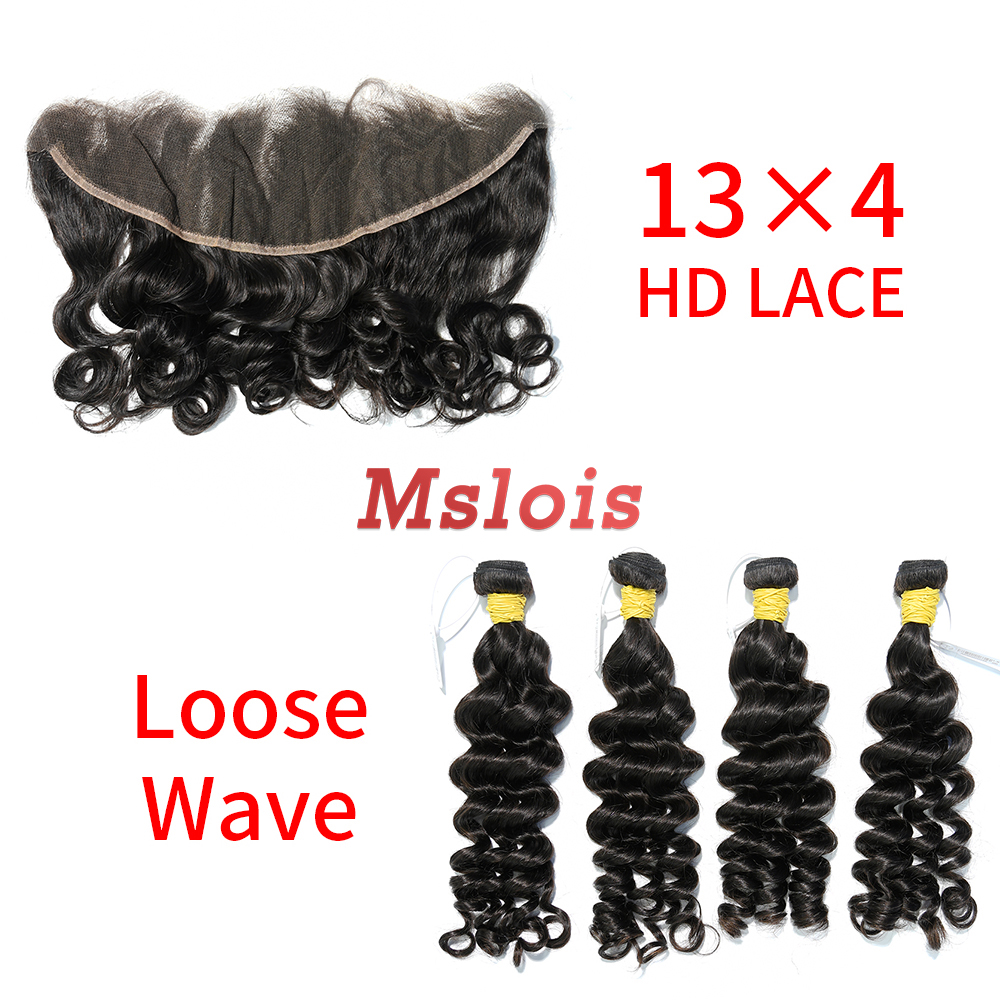 HD Lace Raw Human Hair Bundle with 13×4 Frontal Loose Wave