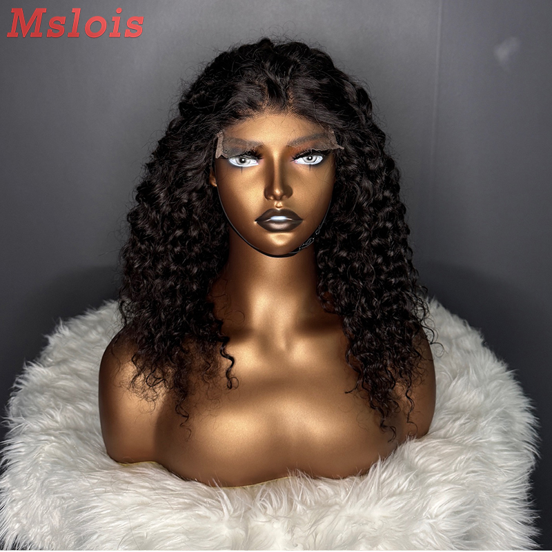 Natural #1b Brazilian Virgin Human Hair 4x4 closure wig italy curly