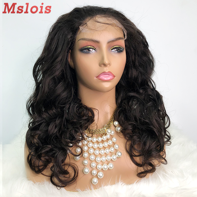 Natural #1b Brazilian Virgin Human Hair 4x4 closure wig loose wave